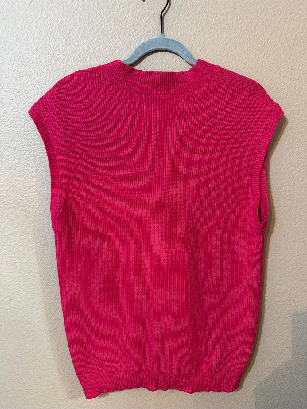 Bright Pink Sleeveless Knit Sweater Vest